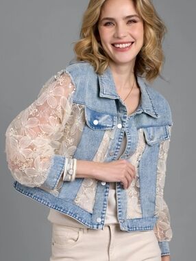 SAACHI Denim Lace Trucker Jacket